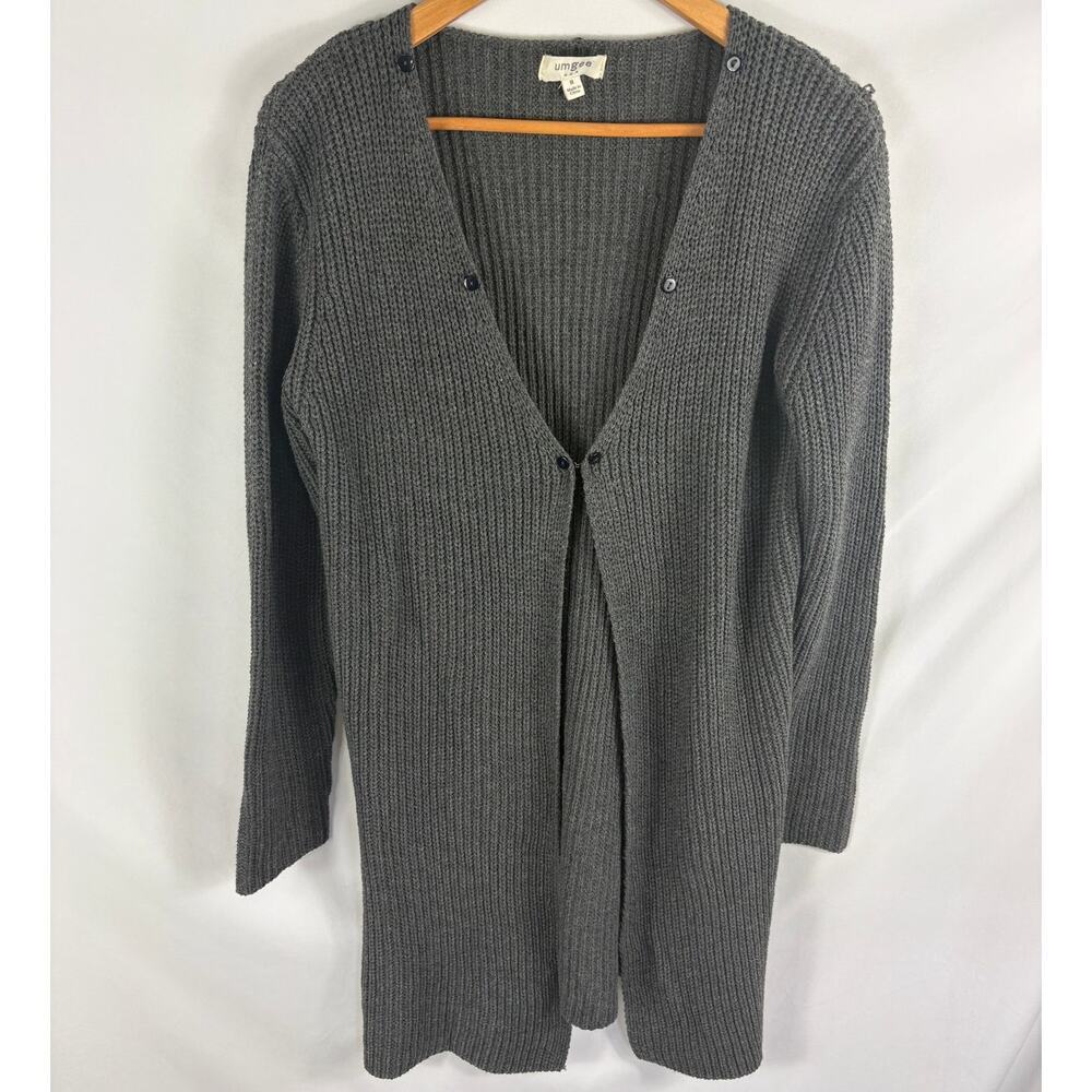 Umgee Cable Knit Longline Grey Cardigan Size Medium